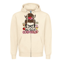 Sandshell messy bun one loved counselor Zipper Hoodie - MaliasSmallBusiness