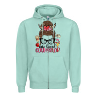 Seafoam messy bun one loved counselor Zipper Hoodie - MaliasSmallBusiness