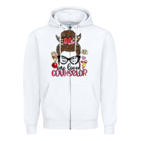 White messy bun one loved counselor Zipper Hoodie - MaliasSmallBusiness