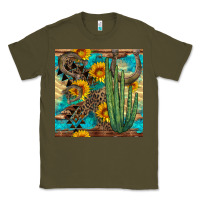 Army Green horseshoe and cactus Classic Tee - BundleAndBundleShop