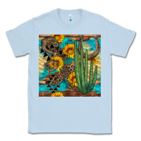 Dusty Blue horseshoe and cactus Classic Tee - BundleAndBundleShop