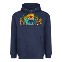 Navy Football Mom Sunflower Leopard Heavyweight Hoodie - BundleAndBundleShop