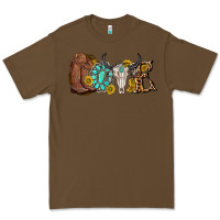 Cacao western love bull skull with gemstone and sunflowe Premium Tee - texasbilliewilder