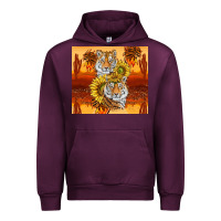 Mauve Wine tigers with scratches Urban Hoodie - TumblerDesignByShophia