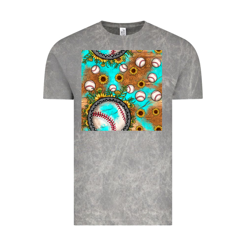 Baseball Turquoise Sunflower Seamless Pattern Vintage Tee by JahusDesignShop | Teevron
