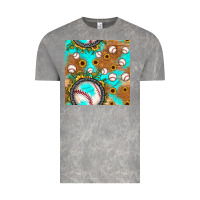 Cloud Rock baseball turquoise sunflower seamless pattern Vintage Tee - JahusDesignShop