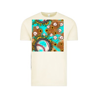 Vintage Arctic baseball turquoise sunflower seamless pattern Vintage Tee - JahusDesignShop