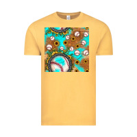 Vintage Mustard baseball turquoise sunflower seamless pattern Vintage Tee - JahusDesignShop