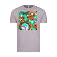 Vintage Zinc baseball turquoise sunflower seamless pattern Vintage Tee - JahusDesignShop
