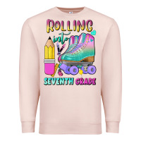 Pale Pink rolling into seventh grade Premium Sweatshirt - BundleAndBundleShop