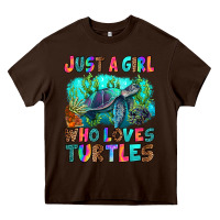 Chocolate Brown just a girl who loves turtles Heavy Core Tee - RanaPortraitStore