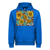 Cobalt turquoise sunflowers with gemstones Urban Hoodie - TumblerDesignByShophia