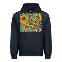 Navy turquoise sunflowers with gemstones Urban Hoodie - TumblerDesignByShophia