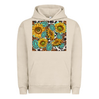 Pigment French Oak turquoise sunflowers with gemstones Urban Hoodie - TumblerDesignByShophia