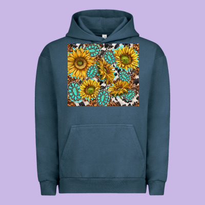 Turquoise Sunflowers With Gemstones Urban Hoodie Designed By Tumblerdesignbyshophia
