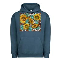 Pigment Midnight Navy turquoise sunflowers with gemstones Urban Hoodie - TumblerDesignByShophia