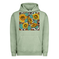 Pigment Oil Green turquoise sunflowers with gemstones Urban Hoodie - TumblerDesignByShophia