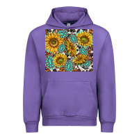 Tulip turquoise sunflowers with gemstones Urban Hoodie - TumblerDesignByShophia