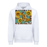 White turquoise sunflowers with gemstones Urban Hoodie - TumblerDesignByShophia