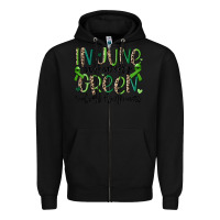 Black in june we wear green scoliosis awareness Zipper Hoodie - MaliasSmallBusiness