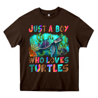 Chocolate Brown just a boy who loves turtles Heavy Core Tee - RanaPortraitStore