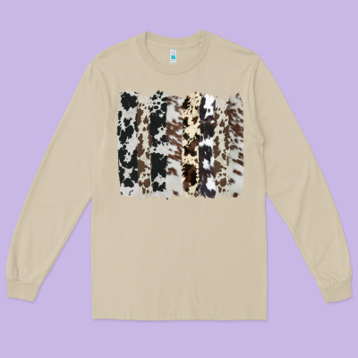 Cowhide Brushstroke Long Sleeve Tee Designed By Adodesignshop