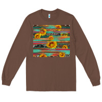 Chestnut sunflower serape wood and cowhide Long Sleeve Tee - Artiststas