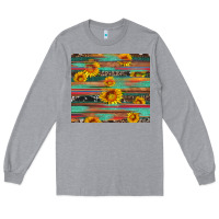 Heather Grey sunflower serape wood and cowhide Long Sleeve Tee - Artiststas