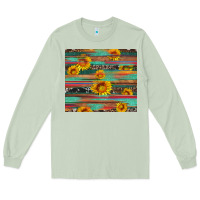 Matcha sunflower serape wood and cowhide Long Sleeve Tee - Artiststas
