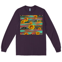 Plum sunflower serape wood and cowhide Long Sleeve Tee - Artiststas