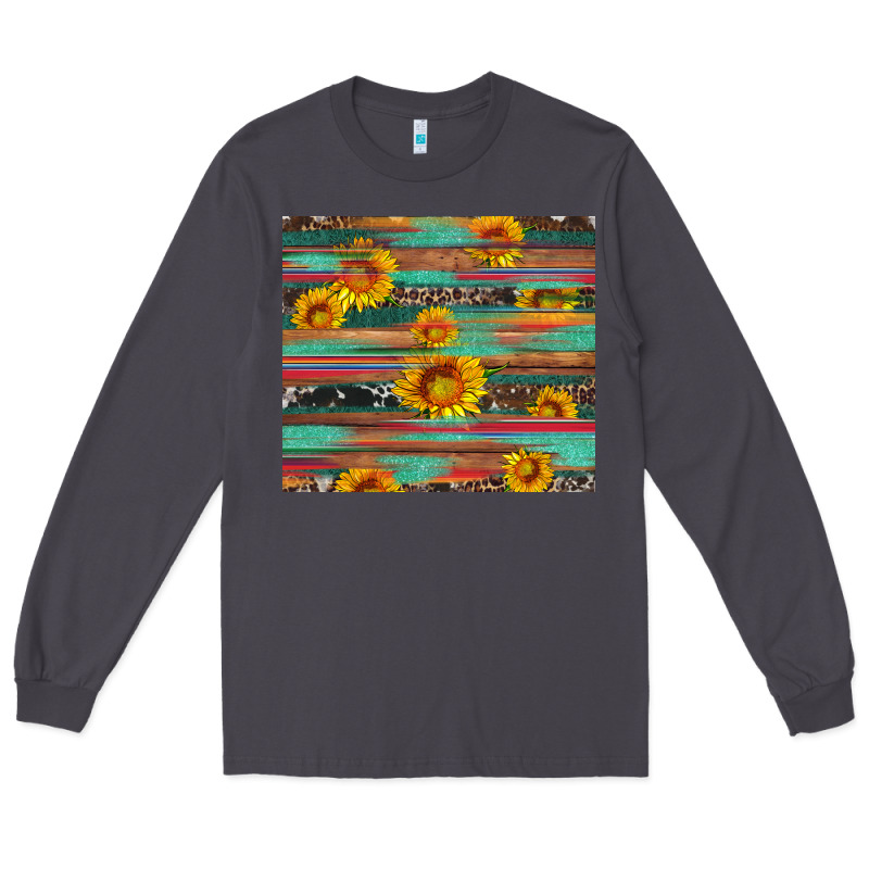 Sunflower Serape Wood And Cowhide Long Sleeve Tee by Artiststas | Teevron