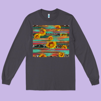 Sunflower Serape Wood And Cowhide Long Sleeve Tee Designed By Artiststas