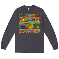 Smoke sunflower serape wood and cowhide Long Sleeve Tee - Artiststas