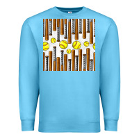 Ocean Blue softball bat seamless pattern Premium Sweatshirt - BundleAndBundleShop
