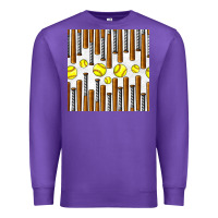 Purple softball bat seamless pattern Premium Sweatshirt - BundleAndBundleShop