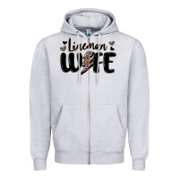 Heather Grey lineman wife Zipper Hoodie - MaliasSmallBusiness