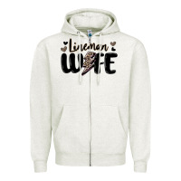 Oatmeal Heather lineman wife Zipper Hoodie - MaliasSmallBusiness