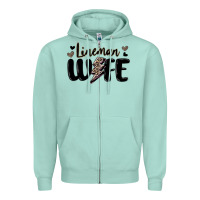 Seafoam lineman wife Zipper Hoodie - MaliasSmallBusiness
