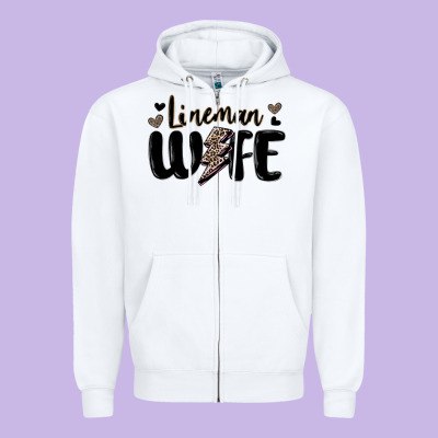 Lineman Wife Zipper Hoodie Designed By Maliassmallbusiness