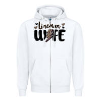 White lineman wife Zipper Hoodie - MaliasSmallBusiness