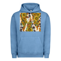 Pigment Pebble Blue sunflowers with patterns Urban Hoodie - TumblerDesignByShophia