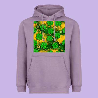 St. Patricks Clover Pattern Digital Paper Heavyweight Hoodie Designed By Bundleandbundleshop