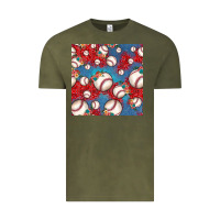 Vintage Olive baseball paisley and jean pattern, baseball seamless pattern Vintage Tee - JahusDesignShop