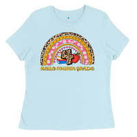 Baby Blue back to school rainbow hello fourth grade Ladies Tee - AdoDesignShop