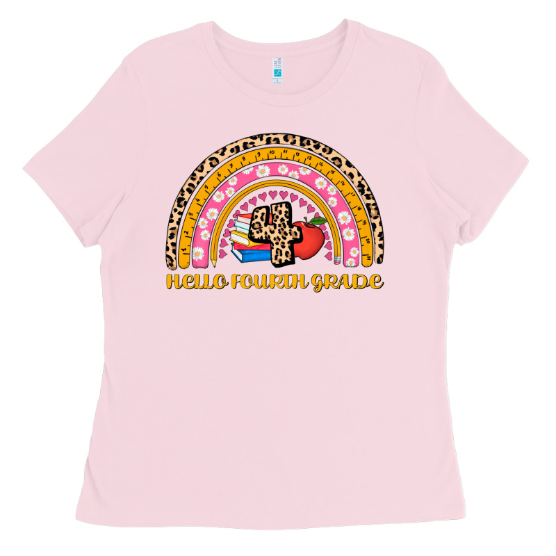 Back To School Rainbow Hello Fourth Grade Ladies Tee by AdoDesignShop | Teevron