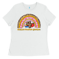 White back to school rainbow hello fourth grade Ladies Tee - AdoDesignShop