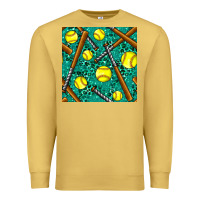 Antique Gold softball bat with leopard and glitter seamless pattern Premium Sweatshirt - BundleAndBundleShop