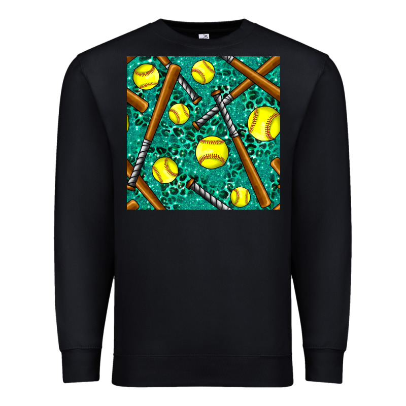 Softball Bat With Leopard And Glitter Seamless Pattern Premium Sweatshirt by BundleAndBundleShop | Teevron