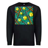 Black softball bat with leopard and glitter seamless pattern Premium Sweatshirt - BundleAndBundleShop