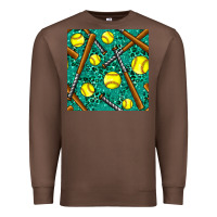 Chestnut softball bat with leopard and glitter seamless pattern Premium Sweatshirt - BundleAndBundleShop